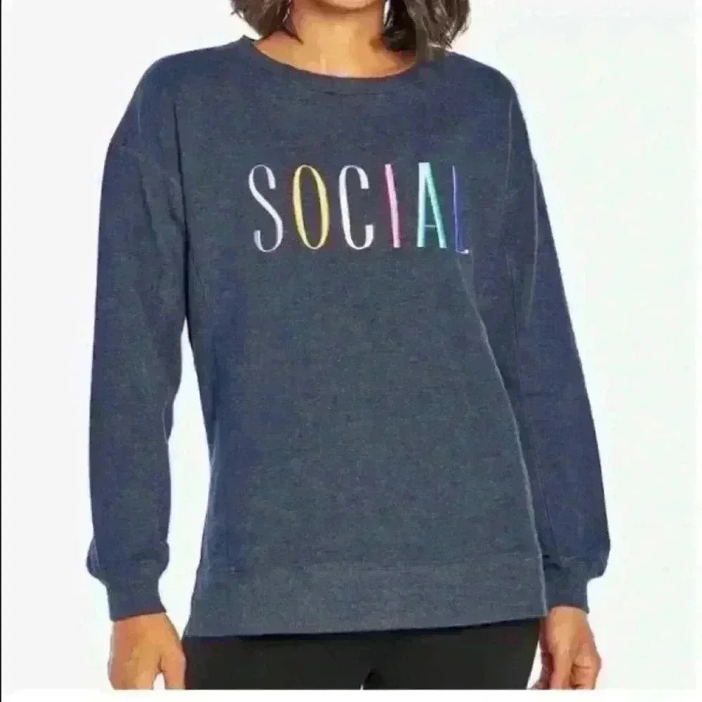Wildfox NWT Navy Blue Statement Sweatshirt Size S